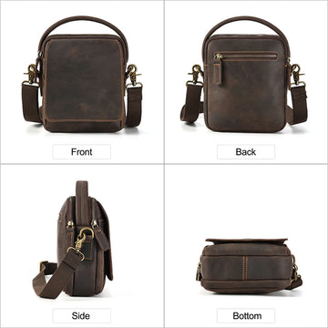 Xajzpa 100% Genuine Leather Men Shoulder Bags Husband Retro Crazy Horse Leather Male Messenger Crossbody Bags Vintage Cross Body